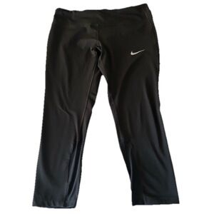 Nike Dri Fit Black Performance Running Capri Drawstring Leggings Women’s Large